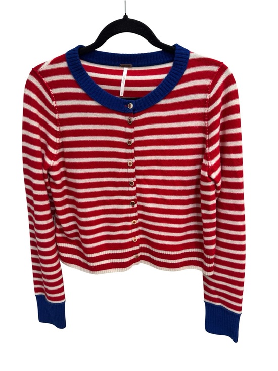 Free People Sweaters - Free People Red White Blue Striped Cashmere Blend Cardigan Sweater Small